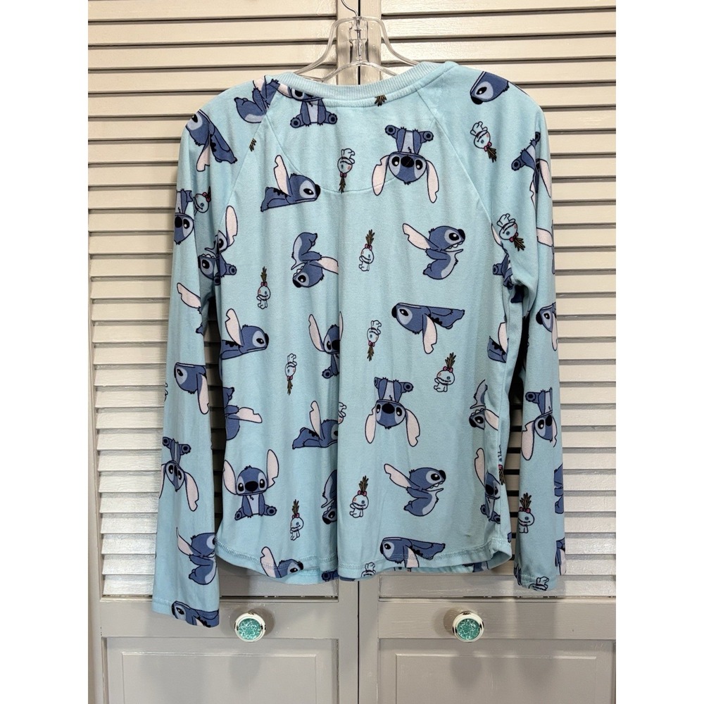 Disney Stitch Juniors Pj Set Soft Velour Pullon Jogger Pants Sz L (12-14) Blue - Picture 5 of 11